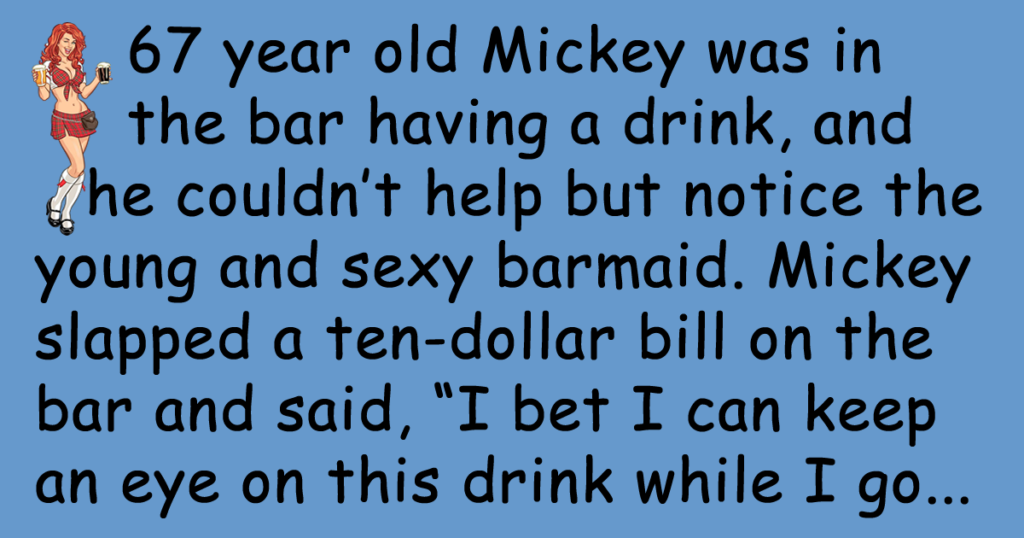 Man makes a bet with a hot young barmaid