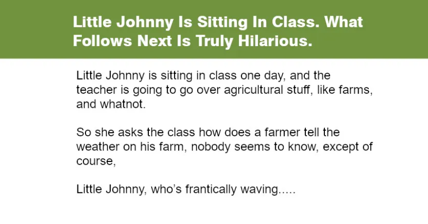 Little Johnny Is Sitting In Class