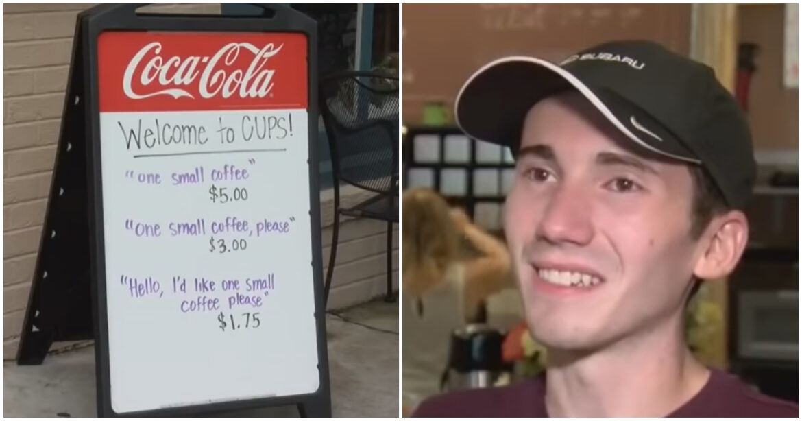 Owner tired of rude customers prices his coffee by kindness to teach them value of politeness