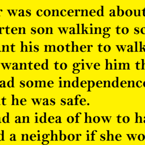 A mother was concerned about her kindergarten son walking to school