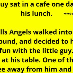 A little guy sat in a cafe one day eating his lunch.