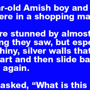 A fifteen year old Amish boy and his father were in a mall.