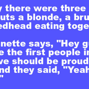 A blonde, a brunette, and a redhead eating together.