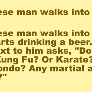 A Chinese man walks into a bar