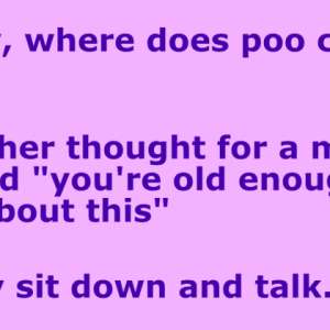 A Little boy asked his father where poo come from.