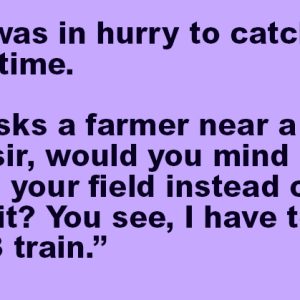 A man was in hurry to catch a train in time.