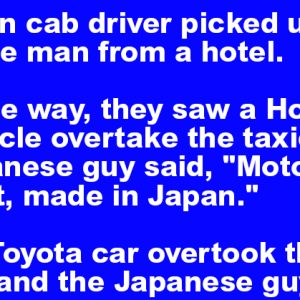 An Indian cab driver picked up a Japanese man