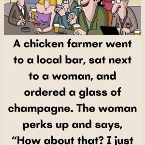 A chicken farmer went to local bar